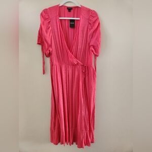 NWT Torrid Midi Pink Surplice Dress 1X